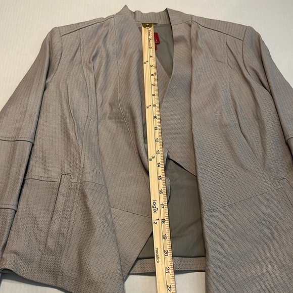 NWOT G.I.L.I. Cloud Open Front Tonal Printed Leather Jacket with Pockets Size 10 - Picture 4 of 14